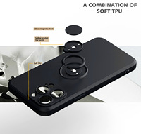 Coque de téléphone en silicone liquide souple à couverture complète avec support de bague anti-chute pour iPhone 16 plus 15 pro max 14 13
