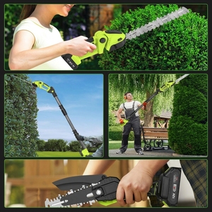 <span class=keywords><strong>Taille</strong></span>-<span class=keywords><strong>haie</strong></span> télescopique au lithium avec lame de 30 cm, scie à branches pliable et sécateur pour haies hautes, avec bouton de verrouillage et sécurité intégrée - Product Image 5