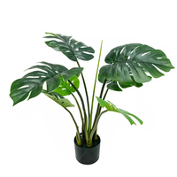 Bon marché Prix Grande Feuille En Plastique Faux Intérieur Petite Plante Artificielle Monstera Arbre En Pots Pour Table Décor De Bureau
