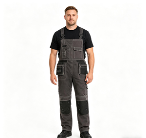 Pantaloni da Lavoro Neri per Uomo con Cuciture a Contrasto Bianche, Ginocchia Rinforzate per Comfort Tutto il Giorno, Pantaloni Cargo - Product Image 2