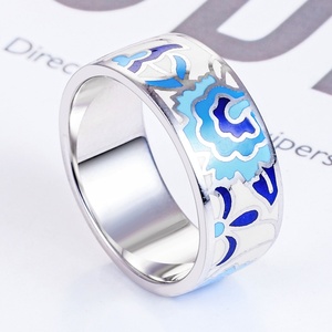 Bague en argent sterling 925 plaqué or 18 carats tendance pour mariage et fiançailles, avec émail, pour femmes - Product Image 1