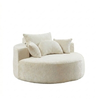 Chaise longue surdimensionnée moderne en chenille écologique avec assise profonde, dossier ergonomique et accoudoirs carrés pour appartement et villa