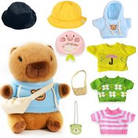 Peluches Capybara Mignonnes de 10 Pouces, Capybara avec 9 Vêtements, Animaux en Peluche Super Doux Personnalisés pour Enfants