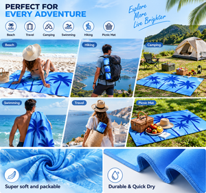 Serviettes de bain en microfibre à logo imprimé numérique sans sable, écologiques, séchage rapide, pour la plage, conception personnalisée OEM pour la natation, vente en gros - Product Image 2