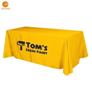 Cover Polyester Tablecloth Custom 4ft 6ft 8ft Logo Table Cover Wholesale Fitted Polyester Tablecloth Trade Show Table Throw