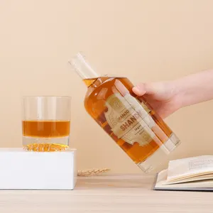 700ml High Quality Super Flint Clear Rum Bourbon Whiskey Liquor Glass Bottle With Cork Industrial Use Features Screen Printing