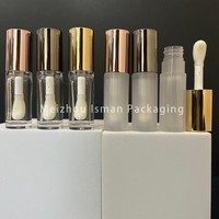 ISMAN Vente en gros Tube de brillant à lèvres rond 6ml avec capuchon Gun Metal Gold Rose Gold, applicateur à grande brosse, flacon pour huile à lèvres et correcteur, logo personnalisé