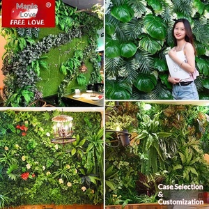 Mur végétal artificiel en plastique 3D, plantes vertes bioniques, fond de scène, fausses fleurs, combinaison paysagère, décoration intérieure - Product Image 2