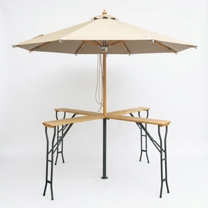 Patio Camping Picnic <b>Table</b> Set Solid <b>Wood</b> Rectangular 1.2m Umbrella Portable Chair Bench Durable Modern Villa Entry Weather - Product Image 1