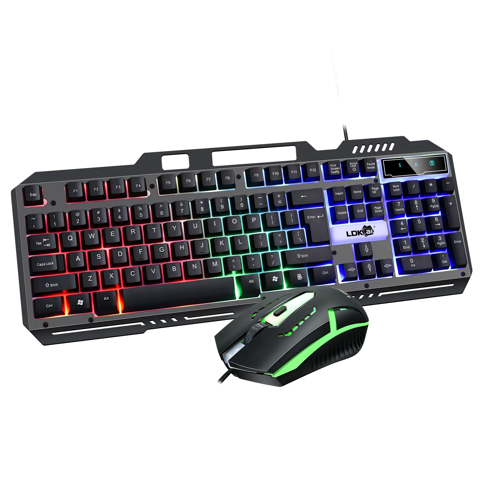 In stock 104 Keys Backlight LED Metal Robotic Sense RK300 gaming keyboard mouse combos