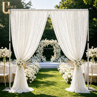 Uvenue ANNIELU Rideaux de fond en maille à sequins blancs simples pour décoration de mariage et de fête Livraison rapide