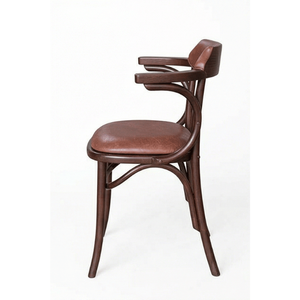 Chaise de café en cuir Bentwood, fabriquée en bois de teck. Parfait pour les salles à manger, les cafés et les salons d'hôtel, son design moderne et organique. - Product Image 2