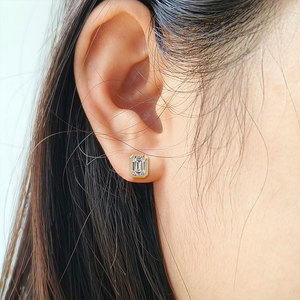 Starsgem 4x6mm gevşek zümrüt kesim lab yetiştirilen elmas mozanit elmas küpe 9k/10k/14k/18k çerçeve küpe damızlık Eemerald kesim - Product Image 6