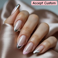 Ongles à presser Nails Factory French Tips Amande Rose Argent, imperméables, réutilisables, durables, en gel souple