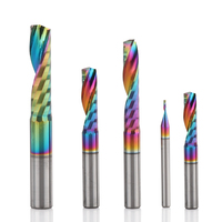 Fresa de carburo de tungsteno de 3.175mm con una sola ranura, corte ascendente, recubrimiento DLC, HRC55, para fresado CNC en madera y corte de paneles de madera