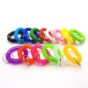 Diameter Garis Keberuntungan Spiral Wrist Coil Gantungan Kunci Fleksibel Wrist Band Gantungan Kunci