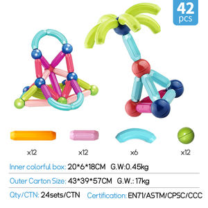 Blocs <span class=keywords><strong>de</strong></span> <span class=keywords><strong>Construction</strong></span> Créatifs en Plastique Personnalisés, Ensemble <span class=keywords><strong>de</strong></span> Bâtons Magnétiques, Jouets Éducatifs, EN71, 42 Pièces - Product Image 3
