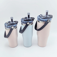 Gobelet de voiture moderne en acier inoxydable de 700/900/1200 ml, grande capacité, portable, avec paille, isotherme, pour crème glacée