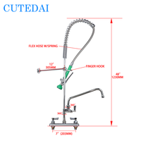 Gewerblicher Stil Deck montage Küchen armatur Doppel griff Pull-Down Vor spül sprüh gerät Add-On Auslauf Messing material Industrie design
