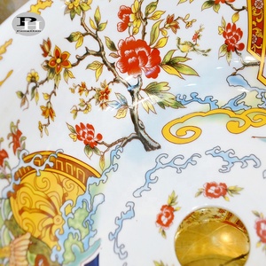 Jingdezhen-lavabo redondo de cerámica colorido para baño, lavamanos pintado chino, color verde - Product Image 5