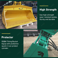 RSBM Heavy Duty Hydraulic Tilt Bucket untuk Mini Excavator 3,5 Ton, Bucket Pembersih Putar dengan Tepi yang Dapat Dipasang dengan Baut