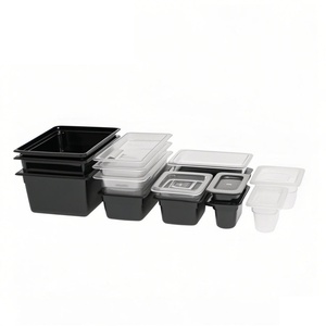 Conteneur alimentaire gastronorme GN multi-tailles de haute qualité, en plastique PC transparent/noir, équipement de cuisine pour restaurant et hôtel, Goodman FP3019 - Product Image 1