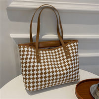 Sac à bandoulière en toile à motif écossais, grande capacité, pour les trajets quotidiens, style décontracté, nouvelle collection automne 2026, tendance, en polyester
