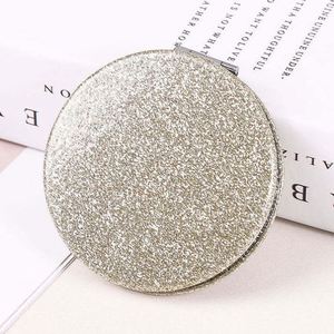 Fashion Bling Gold Black Round 70mm Pu Leather Glitter <b>Compact</b> <b>Mirror</b> Travel Pocket <b>Mirrors</b> Hand Held Cosmetic Make up <b>Mirror</b> - Product Image 4