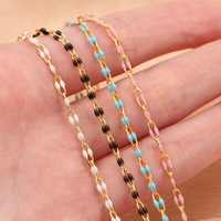 Rantai Bibir Enamel Emas 14K Lapis Emas Asli, Buatan Tangan, Berwarna-warni, Grosir, untuk Gelang, Kalung, Aksesoris Perhiasan Permanen DIY