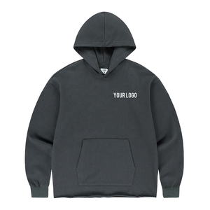 Raw Cut Hem Pullover French Terry Cotton Hoodies Hombres Alta calidad en blanco 450 Gsm Hoodie Personalizar Logo - Product Image 1