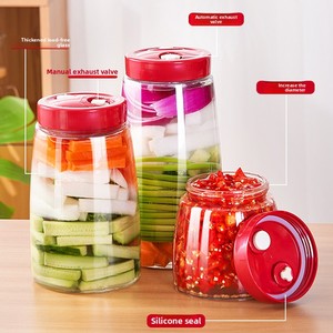 Tarro <span class=keywords><strong>de</strong></span> vidrio hermético para kimchi con doble válvula <span class=keywords><strong>de</strong></span> escape, recipiente profesional para fermentación <span class=keywords><strong>de</strong></span> encurtidos y repollo fermentado, sin plomo, sin BPA, para despensa. - Product Image 2