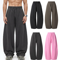 Pantalon Streetwear Vintage Personnalisé Coupe Oversize Délavé à l'Acide avec Empiècements et Jambes Courbes, Cordon de Serrage, pour Homme, Coupe Mi- Large, 100% Coton