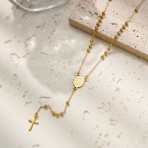 Collier religieux en acier inoxydable avec chaîne croix 3 mm Notre Dame Marie <span class=keywords><strong>Père</strong></span>, bijoux en acier titane, cadeau de Pâques - Product Image 2