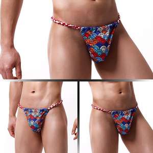 Calzoncillos de <span class=keywords><strong>Hombre</strong></span> con Estampado de Estilo Japonés, Personalización al por Mayor, Tanga Sexy con Espalda Descubierta y <span class=keywords><strong>Tatuaje</strong></span>, Ropa Interior de Algodón con Cordón - Product Image 1