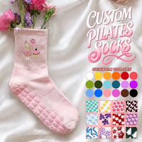 Chaussettes de yoga et de ballet New East Jacquard Crew en coton peigné, chaussettes personnalisées avec grip pour le Pilates