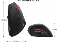 Souris sans fil ergonomique verticale Thinkplus T50 Pro 2.4G/BT avec récepteur USB et câble Type-C, 6 boutons, pour droitier, capteur optique