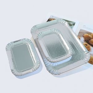 Assiettes jetables rectangulaires en <span class=keywords><strong>carton</strong></span> de 9 pouces, dorées, élégantes, pour servir des gâteaux, des desserts, des biscuits, des plateaux, des assiettes - Product Image 6