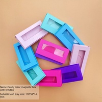 Boîtes à cils en carton jetables et réutilisables, couleur bonbon, avec fenêtre en forme de cœur, rectangulaires, personnalisables avec logo privé, outil de beauté UV, vente en gros