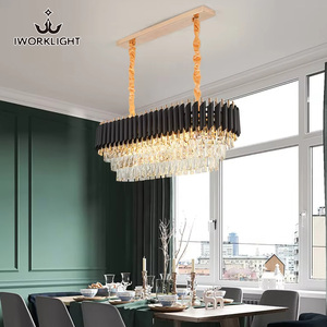 IWork pháp ánh sáng sang trọng Đèn Chùm Pha Lê Vàng đen cao cấp Vòng phòng khách chiếu sáng - Product Image 3