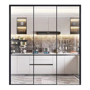Porte <span class=keywords><strong>coulissante</strong></span> en aluminium et verre trempé, design d'intérieur, maison de cuisine, étanche, <span class=keywords><strong>prix</strong></span> - Product Image 1