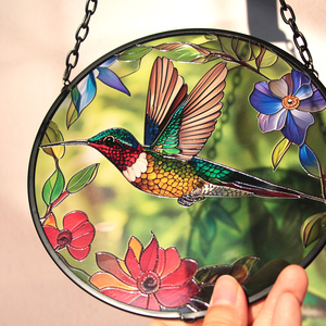 Atrapasueños de Cristal de Colores con Diseño de Colibrí y Cadena de Metal de 16 cm para Colgar en la Ventana - Product Image 1