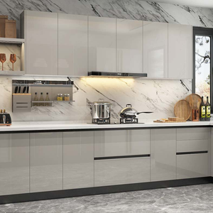 Gabinete de cocina de alto brillo Melbourne Project hecho de material HDF con solución de diseño gráfico incluye accesorio para patadas en la punta - Product Image 3