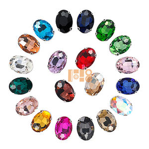 Gran oferta ovalada/ojo de caballo/corazón/rectángulo/forma cuadrada gema piedra de cristal para coser piedra de cristal para accesorios de vestido de novia - Product Image 4