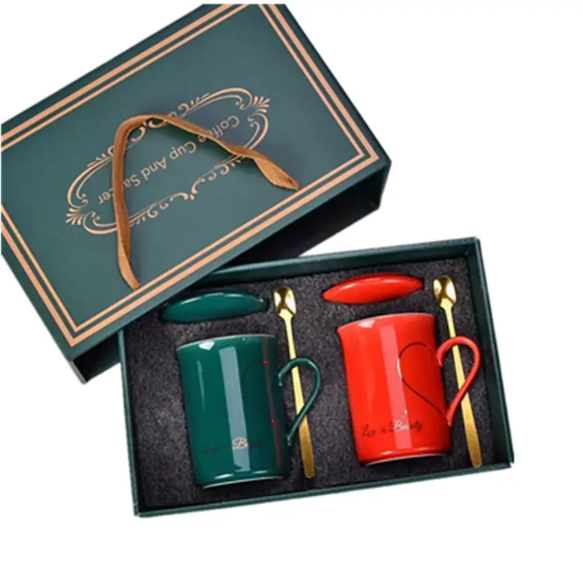 Juego de tazas de café de cerámica, caja de regalo para regalo