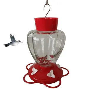 30 onces Capacité 5 Ports Suspendue En Verre Colibri Rouge Mangeoire Pour Oiseaux Sauvages pour L'extérieur Jardin Jardin D'arbre