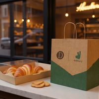 Sacs en papier kraft marron personnalisés de luxe, écologiques, avec logo estampé et poignées horizontales, pour l'emballage de bonbons et d'aliments en vrac