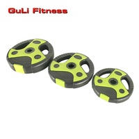 Guli Fitness haltères plaques de poids vert Standard Gym réglable double poignée EZ poignée PVC enduit gymnastique à domicile vente en gros Fit barre de pompe