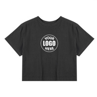 Crop Tops Básicos de Manga Corta y Cuello Redondo con Estampado Gráfico de Algodón para Mujer