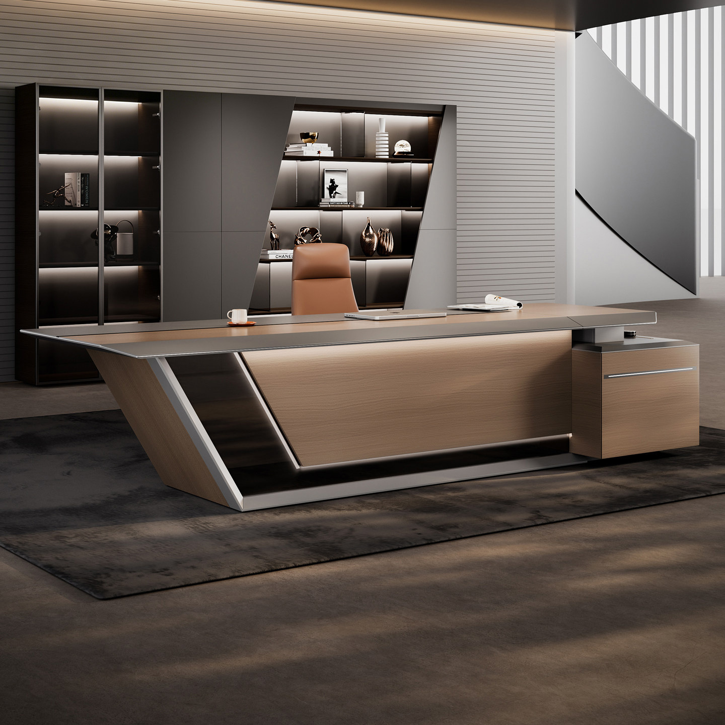 Nordic Style Boss Desk Modern Luxury Executive Office Desk L-Shape CEO Table for One-stop Office Furniture Workspace Solutions