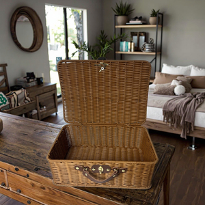 Yiqiang Giỏ mây đan tay hộp phân loại mỹ phẩm Hộp Quà Tặng cầm tay Giỏ Dã Ngoại Retro nông thôn Hộp đựng quần áo - Product Image 6